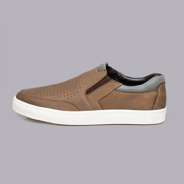 RIVANO - Tan Perforated Slip-On Sneaker