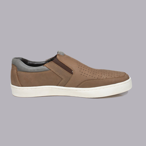 RIVANO - Tan Perforated Slip-On Sneaker