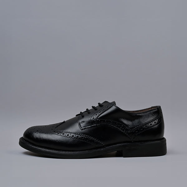 Black Genuine Leather Derby Brogues