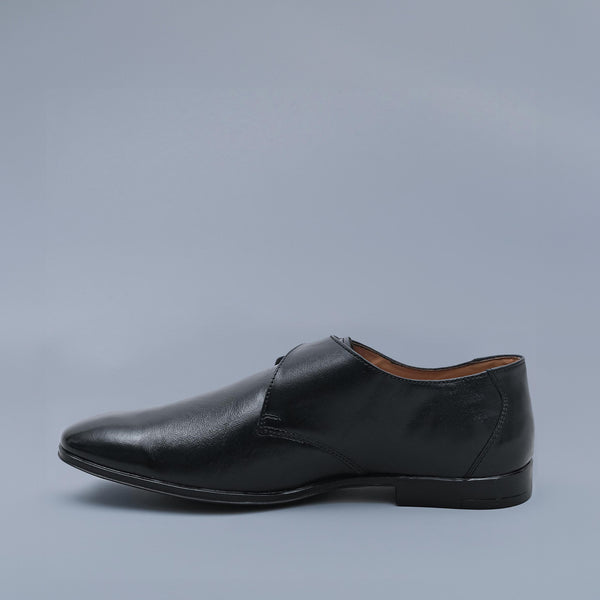 Black Genuine Leather Designer Monk Strap Shoes