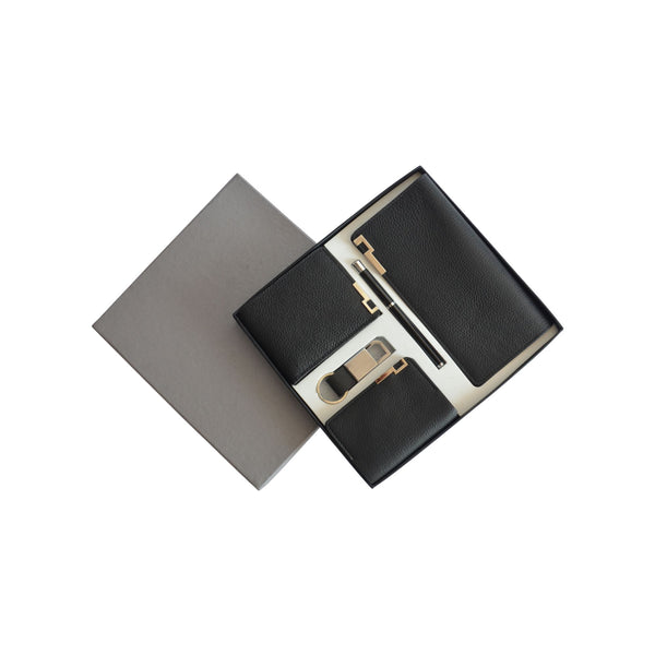 5-in-1 Gift Combo of Unisex Travel Wallet, Mens Wallet, Card Holder, Key Ring & Roller Pen