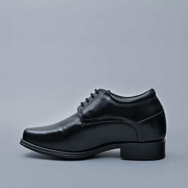 Black Genuine Leather Elevator Derbys