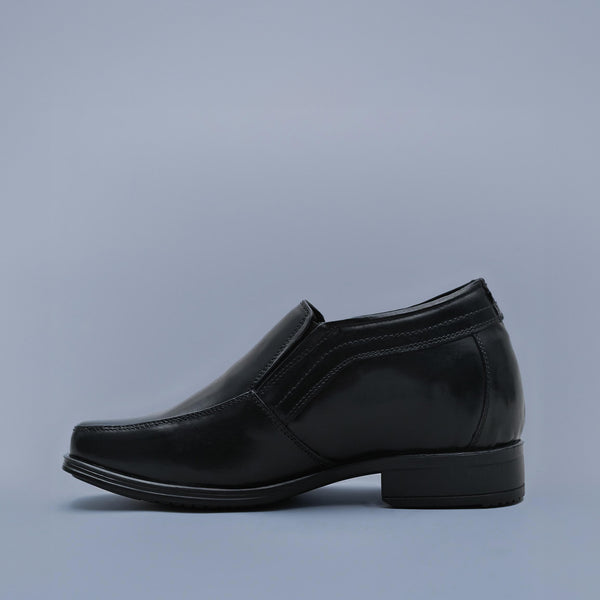 Black Genuine Leather Elevator Loafers