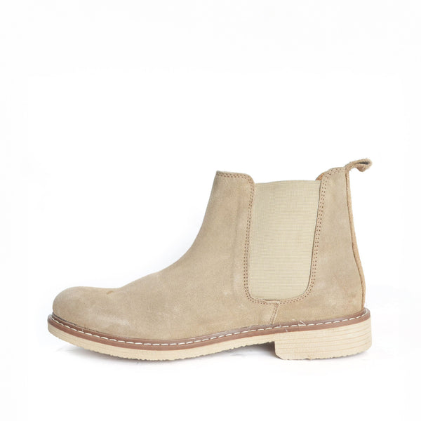 Classic Casual Beige Genuine Suede Leather Boots for Men