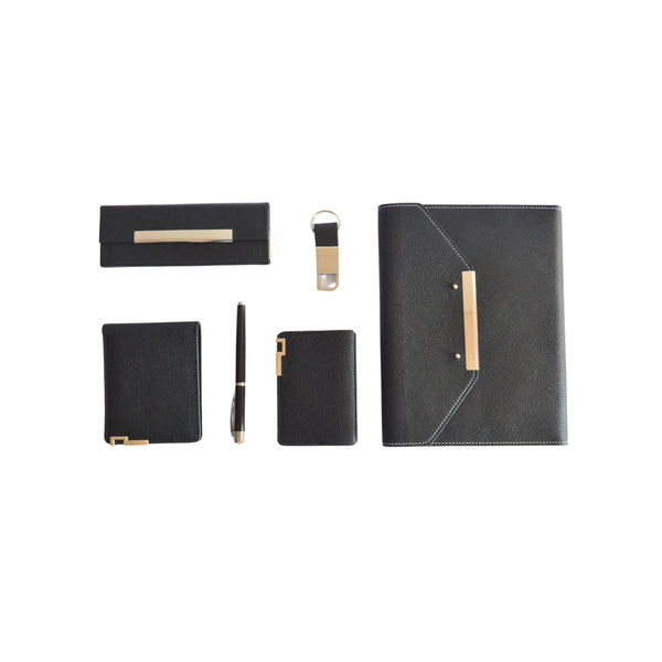 6-in-1 Gift Combo of Organiser Notebook, Sapectacle Case, Mens Wallet, Card Holder, Key Ring & Roller Pen