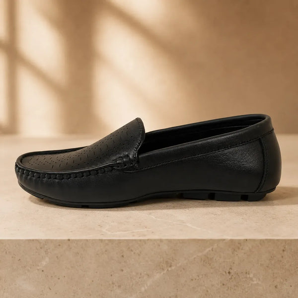 ARDEN - Boys Leather Black Moccasins