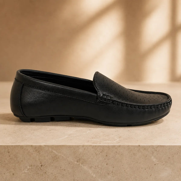ARDEN - Boys Leather Black Moccasins
