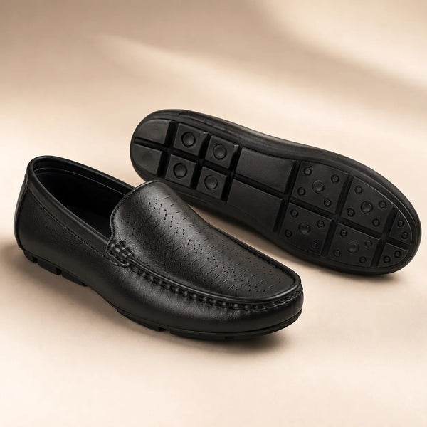 ARDEN - Boys Leather Black Moccasins