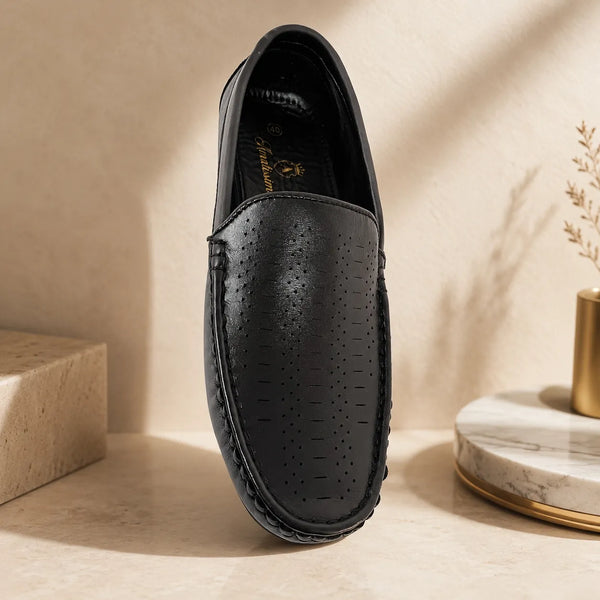 ARDEN - Boys Leather Black Moccasins