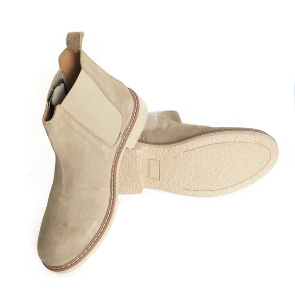 Classic Casual Beige Genuine Suede Leather Boots for Men