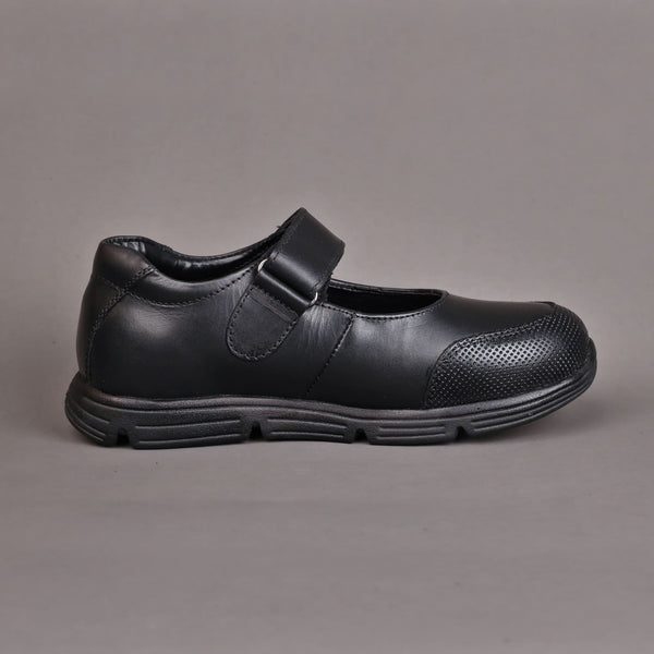 Black Genuine Leather School Shoes - Girls