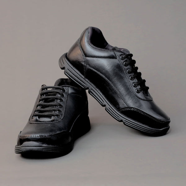 Black Genuine Leather School Shoes - Unisex