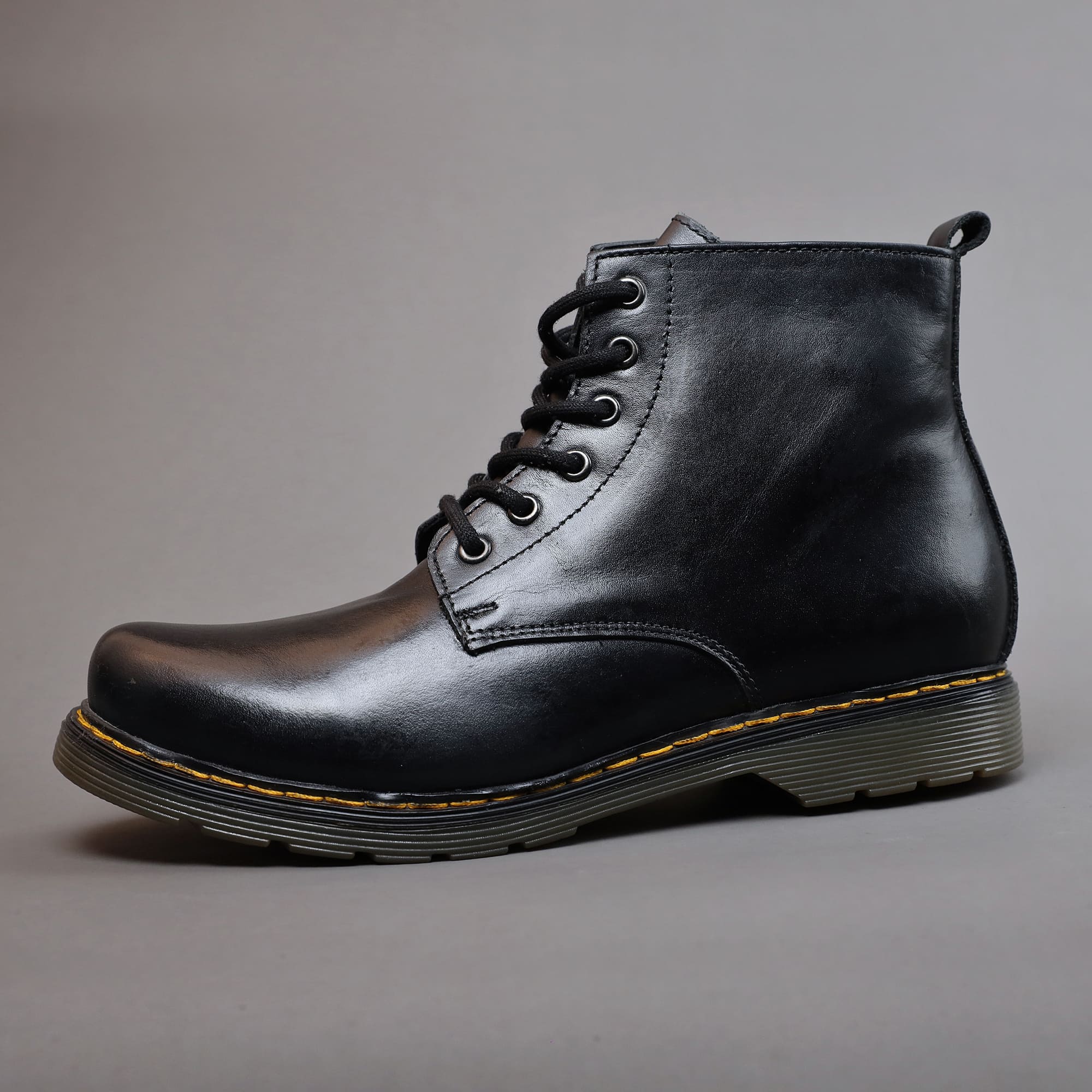 Black genuine leather boots best sale