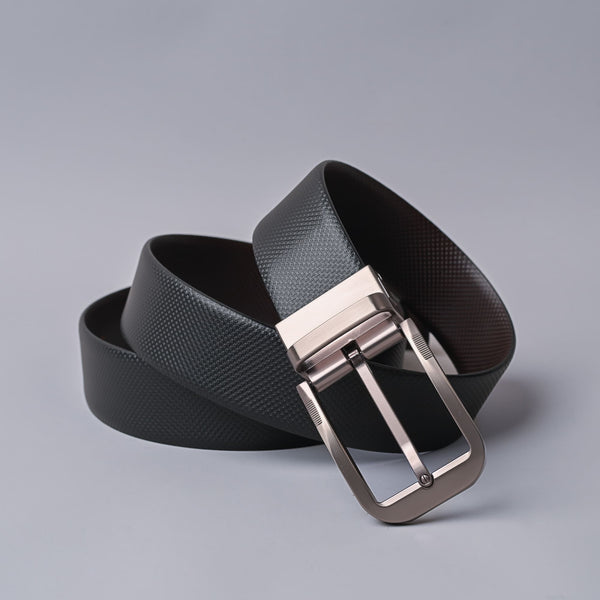 Men's Black Reversible Genuine Spanish Leather Belt - Nickel-Free Buckle