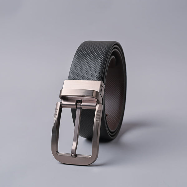 Men's Black Reversible Genuine Spanish Leather Belt - Nickel-Free Buckle