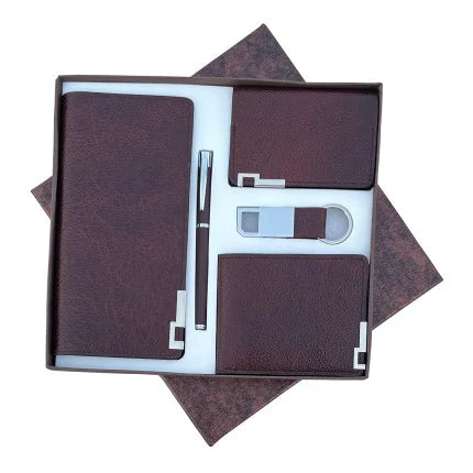 5-in-1 Gift Combo of Unisex Travel Wallet, Mens Wallet, Card Holder, Key Ring & Roller Pen