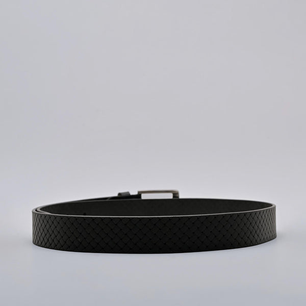 Mens Formal Genuine Leather Belt with  Pattern Black