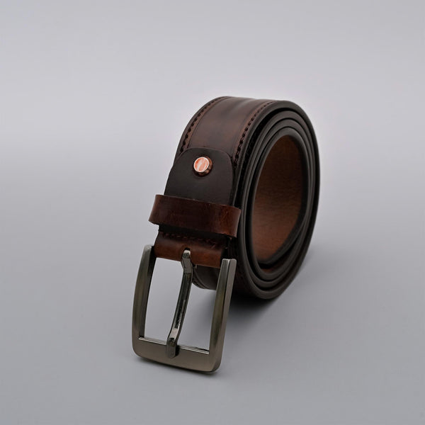 Mens Formal Genuine Leather Belt Brown