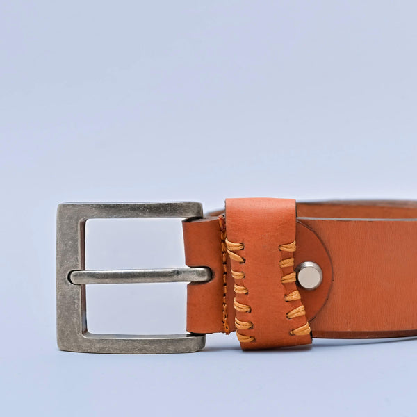 Tan Casual Genuine Leather Designer Belt