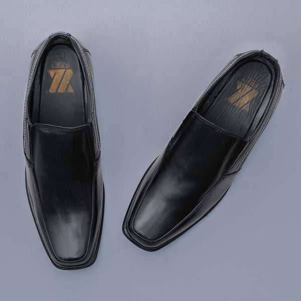 Black Genuine Leather Elevator Loafers