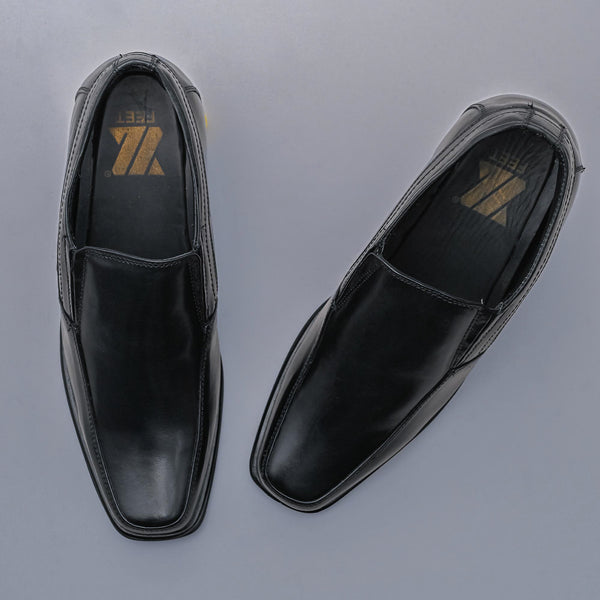 Black Genuine Leather Elevator Loafers