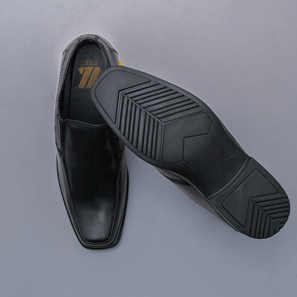 Black Genuine Leather Elevator Loafers