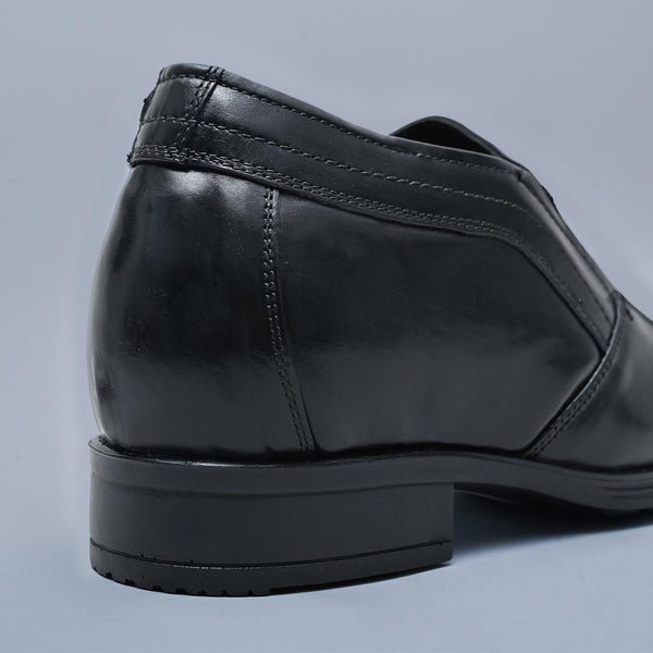 Black Genuine Leather Elevator Loafers