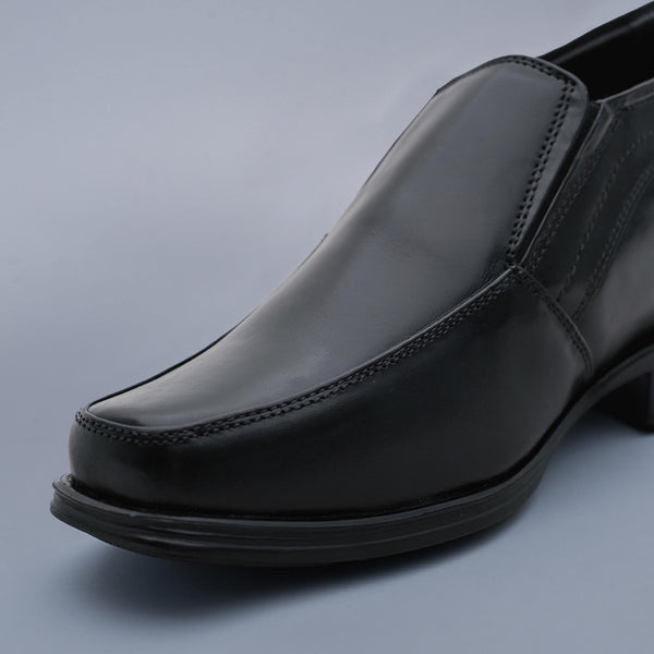 Black Genuine Leather Elevator Loafers