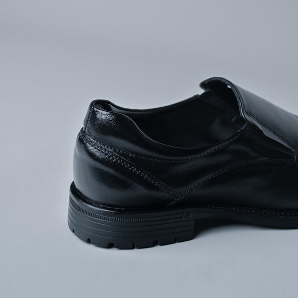 Black Genuine Leather Elevator Loafers