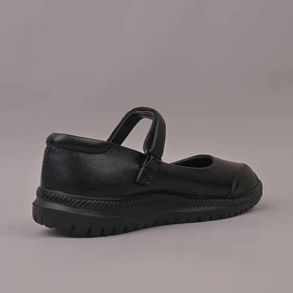 BLACK BABYDOLL TOE CAP - GIRLS School shoes