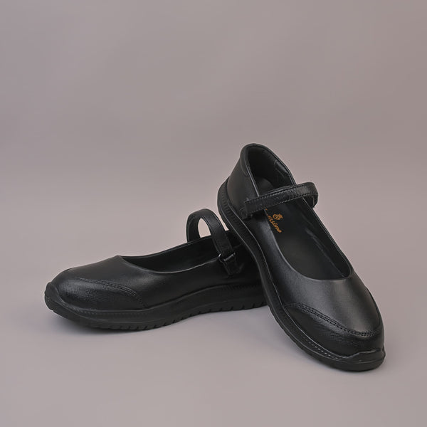 BLACK BABYDOLL TOE CAP - GIRLS School shoes