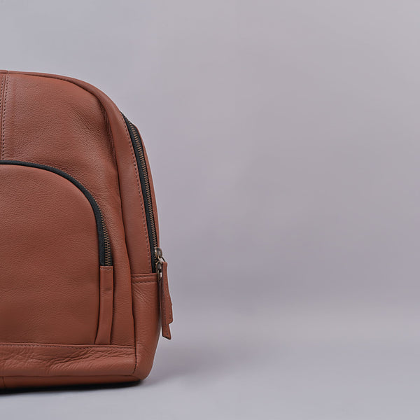 Women's Tan Premium Leather Backpack