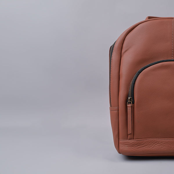 Women's Tan Premium Leather Backpack