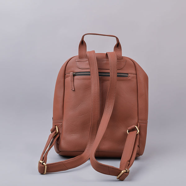 Women's Tan Premium Leather Backpack