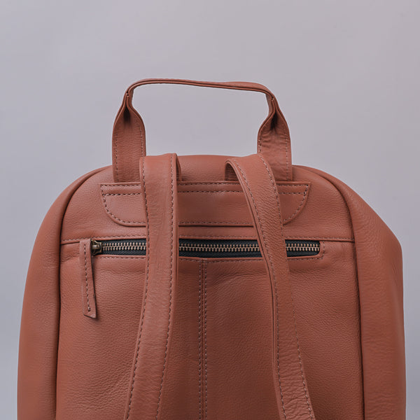 Women's Tan Premium Leather Backpack