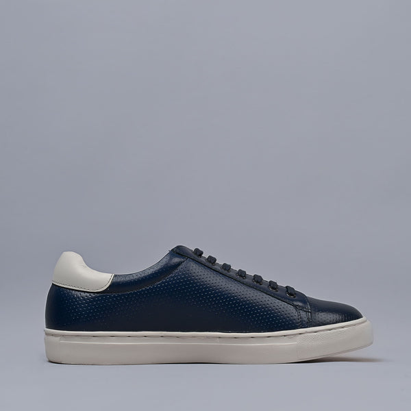 Navy Genuine Leather Designer Sneakers