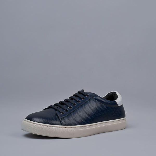 Navy Genuine Leather Designer Sneakers