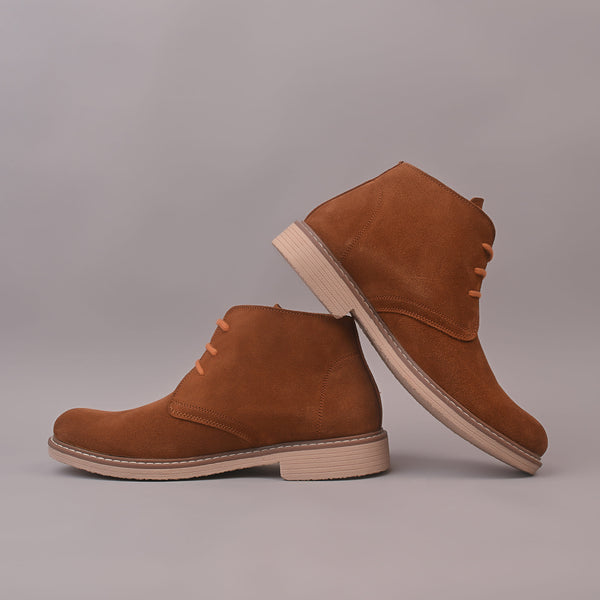 Classic Casual Tan Genuine Suede Leather Boots for Men