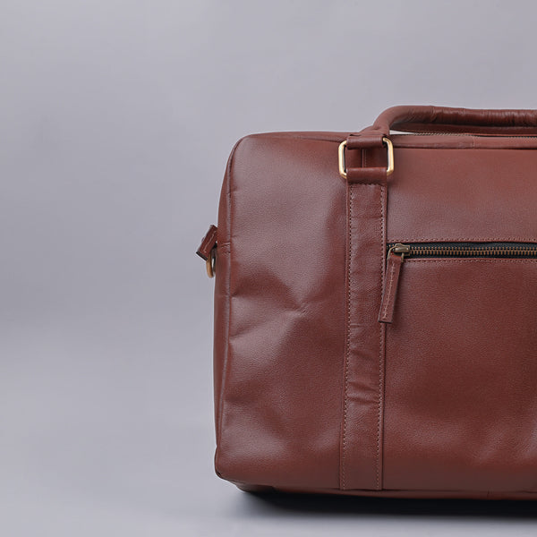 Brown Unisex Leather Laptop Bag