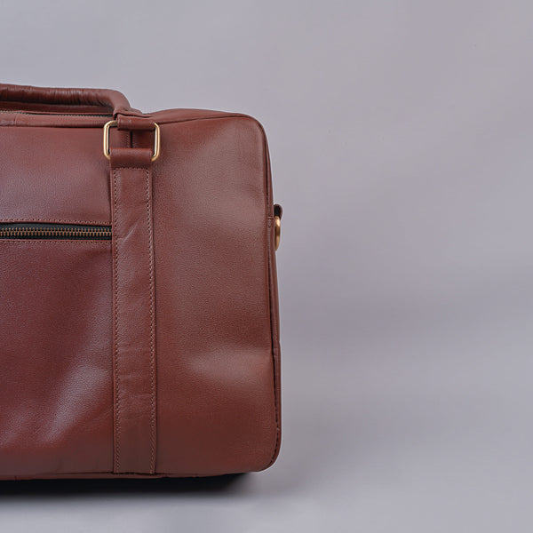 Brown Unisex Leather Laptop Bag