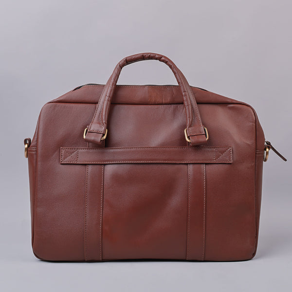 Brown Unisex Leather Laptop Bag