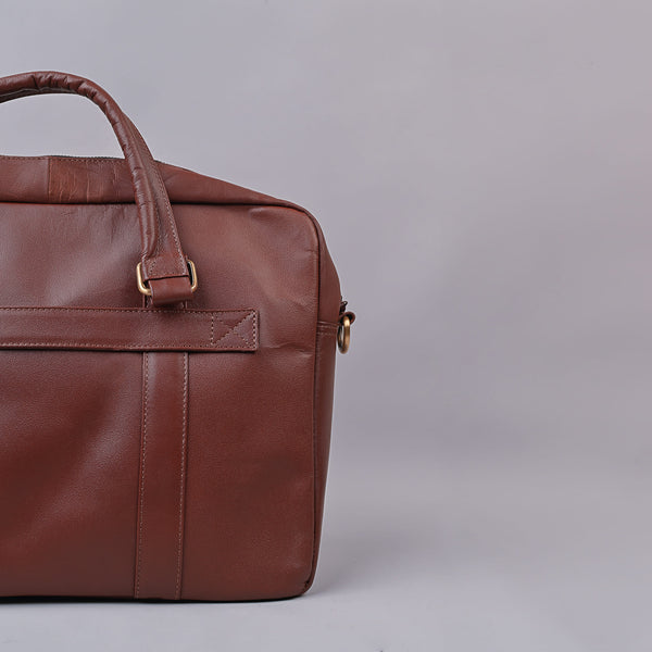 Brown Unisex Leather Laptop Bag