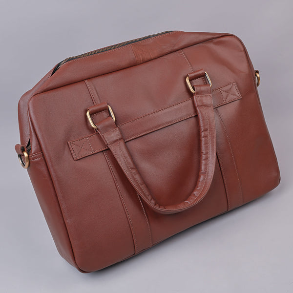 Brown Unisex Leather Laptop Bag