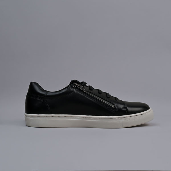 Black Genuine Leather Designer Sneakers