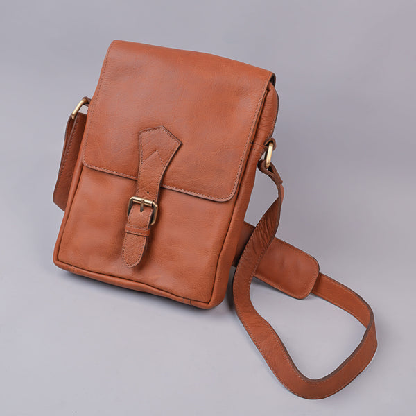 Unisex Premium Tan Leather  Backpack with Antique Finish Zinc Fittings