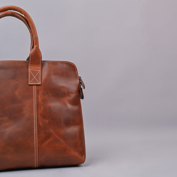 Unisex Brown Classic Leather Laptop Sleeve