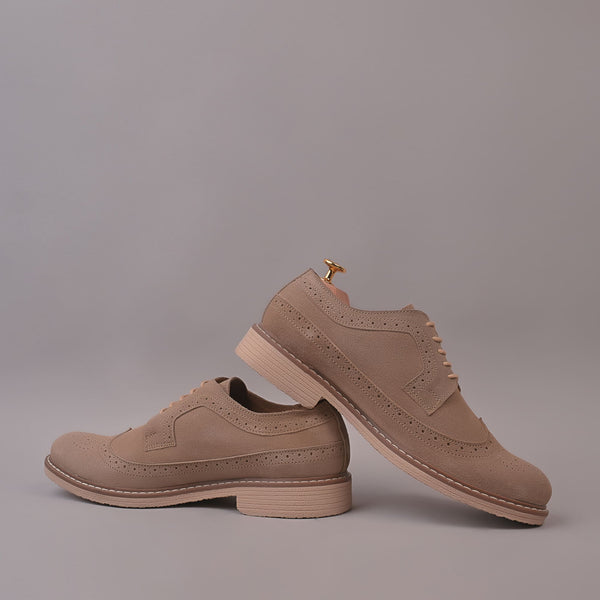 Beige Casual Suede Leather Shoes for Men