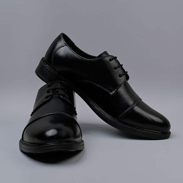 Black Genuine Softi Leather Toe Cap Shoes