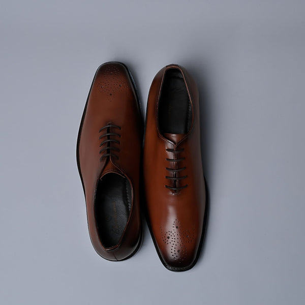 Tan Genuine Leather Whole-Cut Blake Brogues