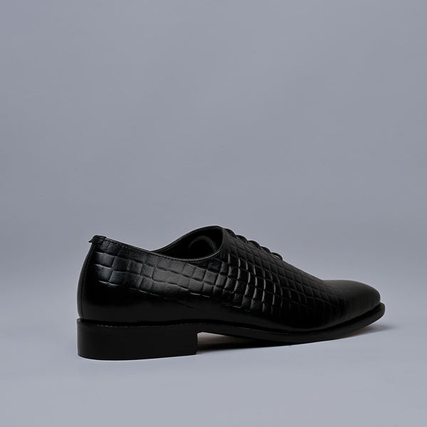 Black Croc Print Genuine Leather Whole-Cut Blake Shoes